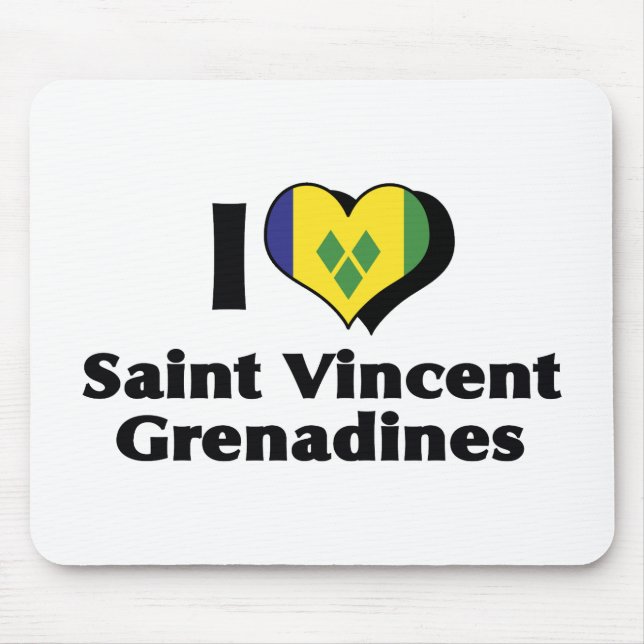 Jag älskar Saint Vincent Grenadines flagga Musmatta (Framsidan)