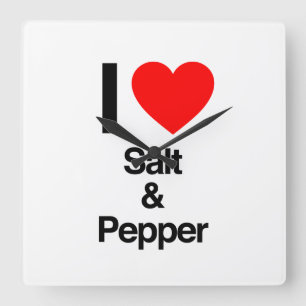 jag älskar salt och peppar fyrkantig klocka
