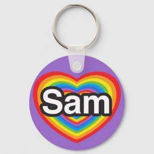 Jag älskar Sam. Jag älskar dig Sam. Hjärta Nyckelring