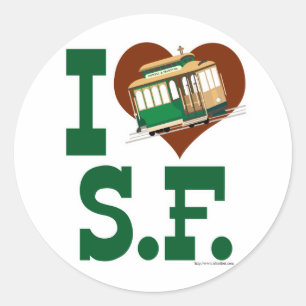 Jag älskar San Francisco kabelbilar Runt Klistermärke