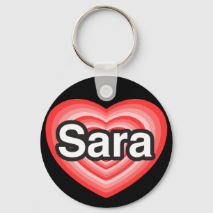 Jag älskar Sara. Jag älskar dig Sara. Hjärta Nyckelring