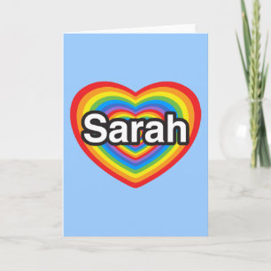 Jag älskar Sarah. Jag älskar dig Sarah. Hjärta Kort