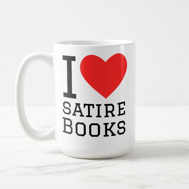 Jag älskar satirböcker kaffemugg (Vänster)