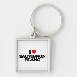 JAG ÄLSKAR SAUVIGNON BLANC FYRKANTIG SILVERFÄRGAD NYCKELRING