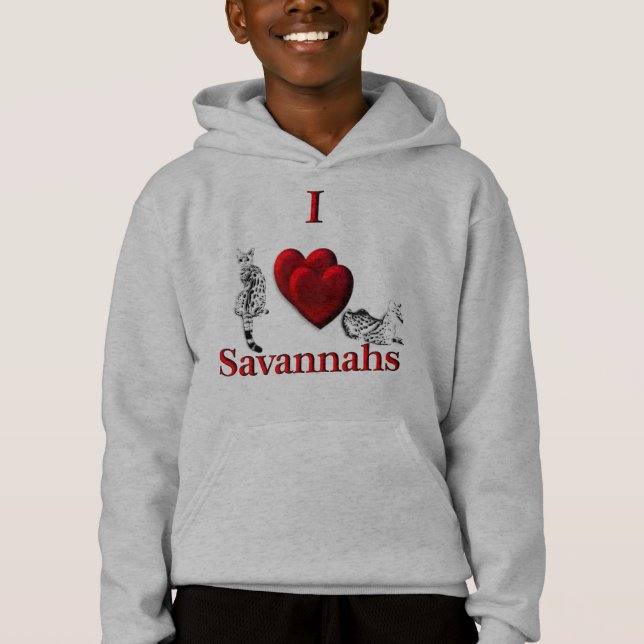 Jag älskar Savannah-katt Silver T Shirt (Framsida)