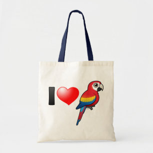 Jag älskar scharlakansröda Macaws Tygkasse