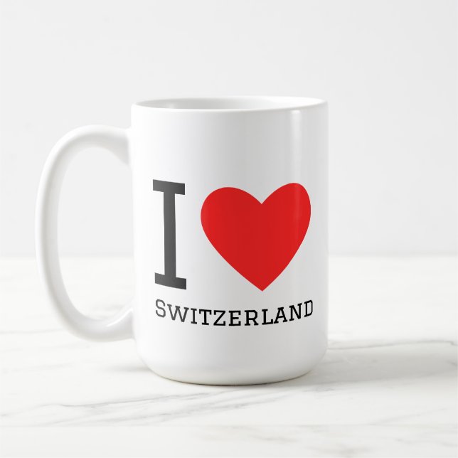 Jag älskar Schweiz fyrkantig dekal Kaffemugg (Vänster)
