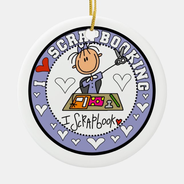 Jag älskar Scrapbooking Julgransprydnad Keramik (Framsidan)