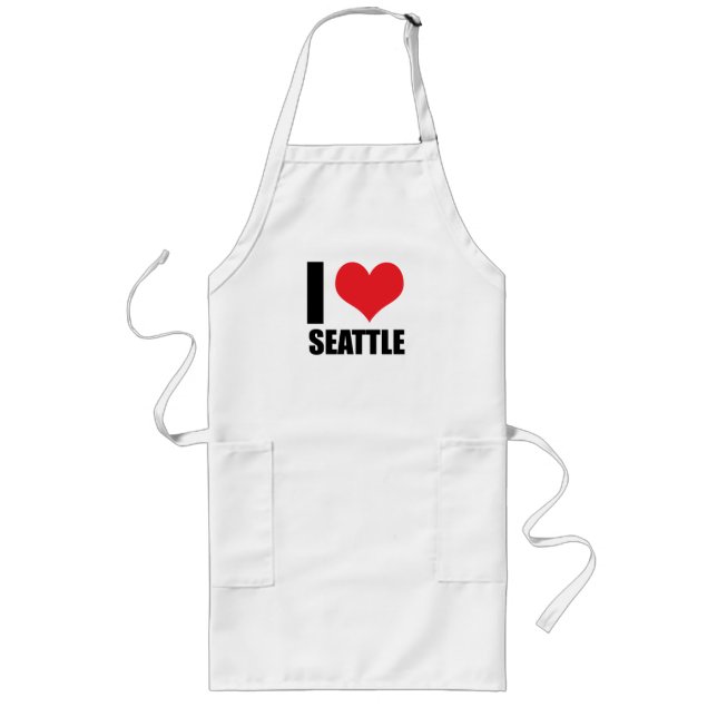 Jag älskar Seattle Långt Förkläde (Framsidan)
