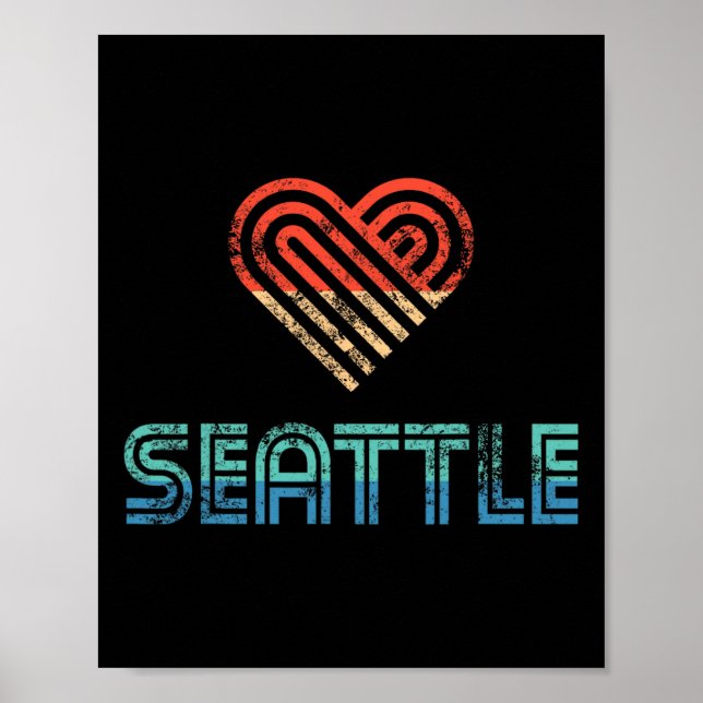 Jag älskar Seattle slitna semester present t-shirt Poster (Framsidan)