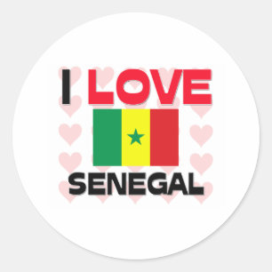 Jag älskar Senegal Runt Klistermärke