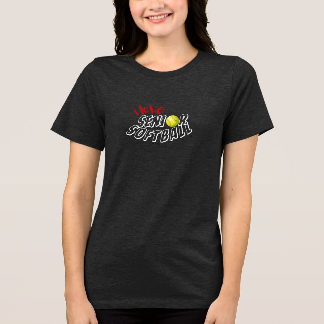Jag älskar senior softboll t-shirt (Framsida)