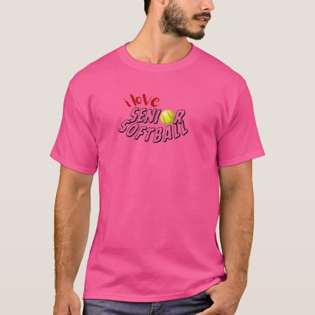 Jag älskar senior softboll t-shirt (Framsida)