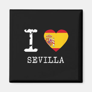 Jag älskar Sevilla Spanien Flagga Magnet