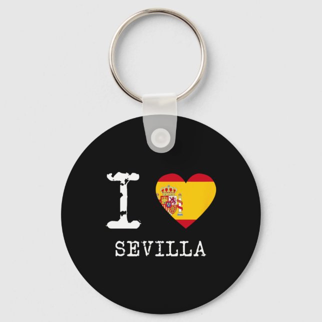 Jag älskar Sevilla Spanien Flagga  Nyckelring (Framsida)