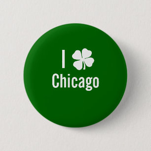 Jag älskar (shamrocken) den Chicago st patricks Knapp