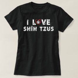 Jag älskar Shih Tzus tassavtryck hund T Shirt