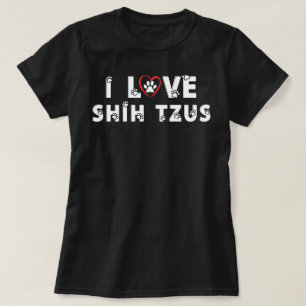 Jag älskar Shih Tzus tassavtryck hund T Shirt