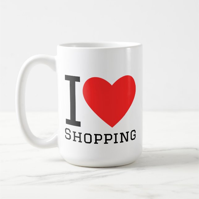 Jag älskar shopping kaffemugg (Vänster)