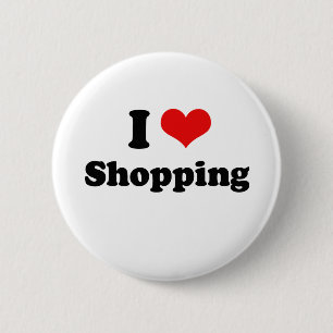Jag älskar shoppingtshirten knapp