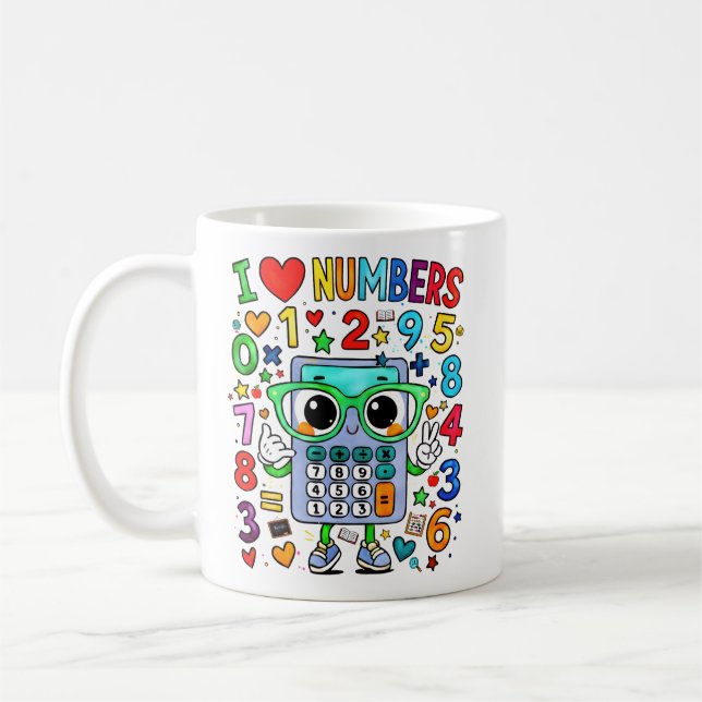 Jag älskar siffror Söt matte-kalkylator-mugg Kaffemugg (Vänster)