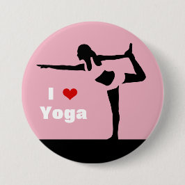 Jag älskar silhouetten för Yogadamsvarten på rosa Knapp
