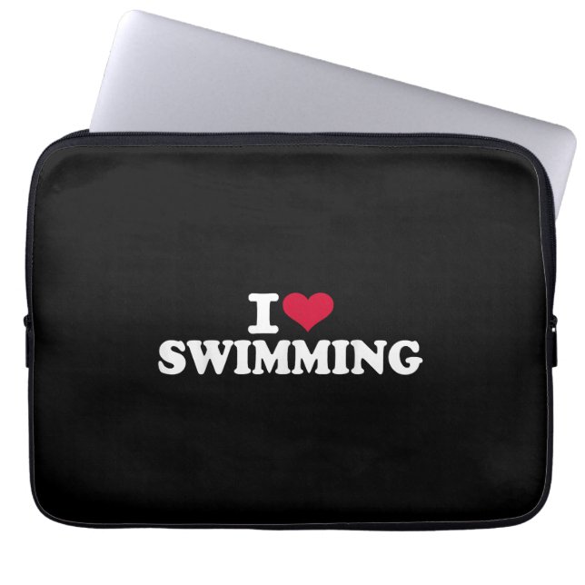 Jag älskar simning laptop fodral (Framsidan)