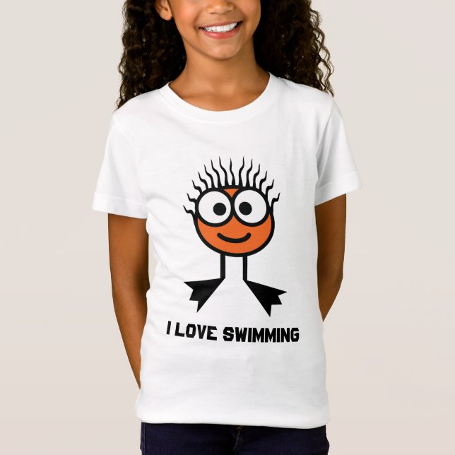 Jag älskar simning - orange simmatecken tee shirt (Framsida)