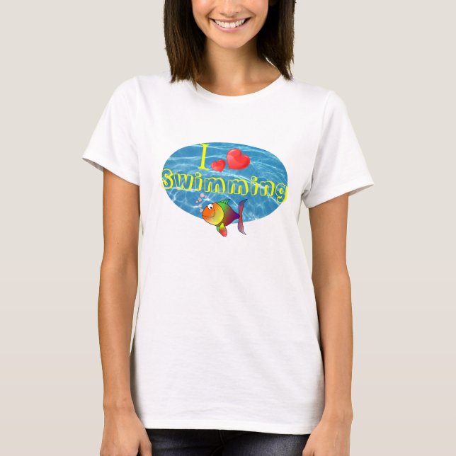 Jag älskar simningtshirten tee shirt (Framsida)