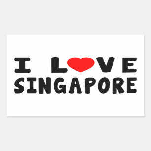 Jag älskar Singapore Rektangulärt Klistermärke