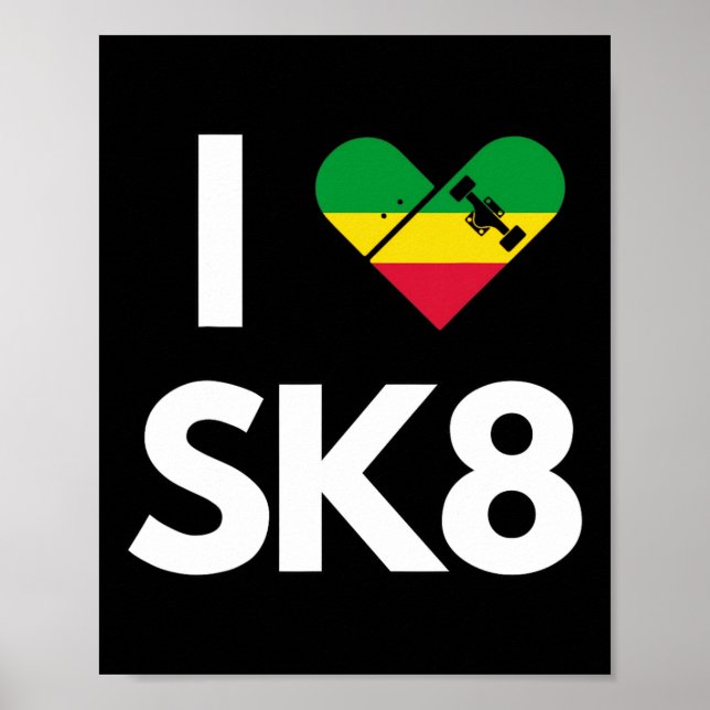 Jag älskar skateboard Rasta Reggae  Poster (Framsidan)