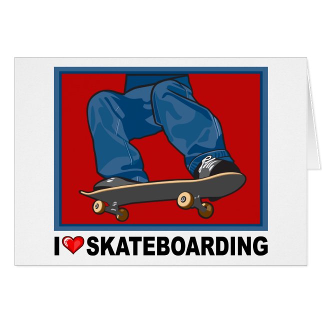 Jag älskar Skateboarding Hälsningskort (Framsidan Horizontal)