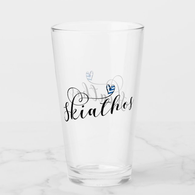 Jag älskar Skiathios med grekisk Flagga Glaskopp (Framsida)