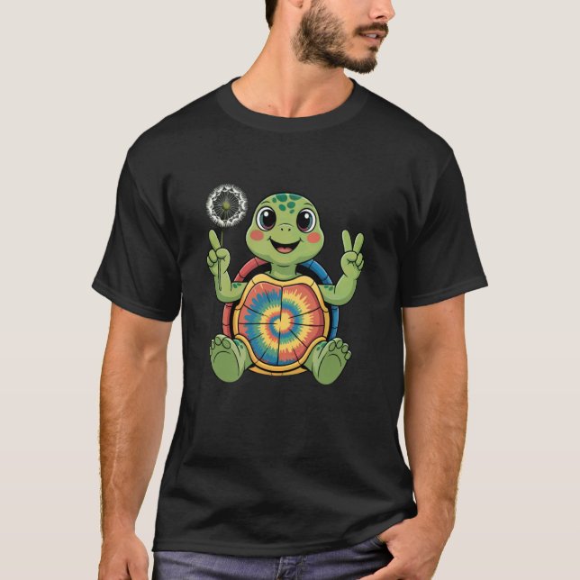 Jag älskar sköldpaddor Hav Tie-Dye Groda Fredsteck T Shirt (Framsida)