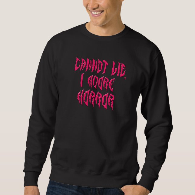 Jag älskar skräck (rosa text) lång ärmad tröja (Framsida)