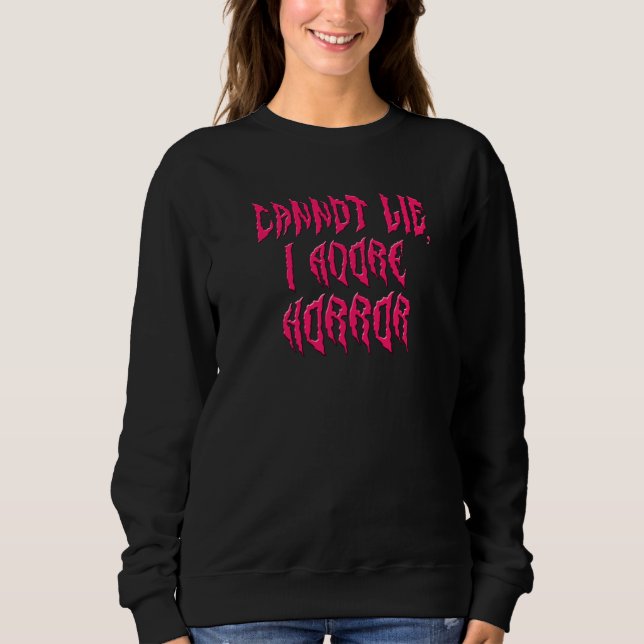 Jag älskar skräck (rosa text) t shirt (Framsida)