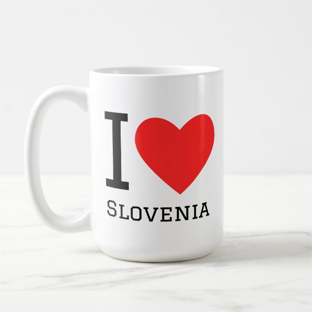 Jag älskar Slovenien fyrkantig dekal Kaffemugg (Vänster)