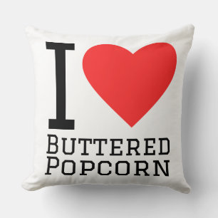 Jag älskar smörad popcorn kudde
