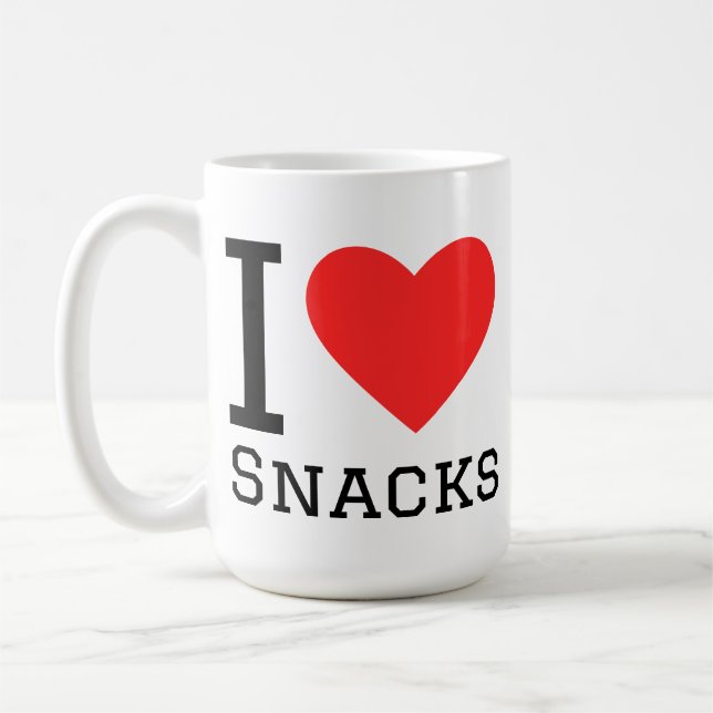 Jag älskar snacks kaffemugg (Vänster)