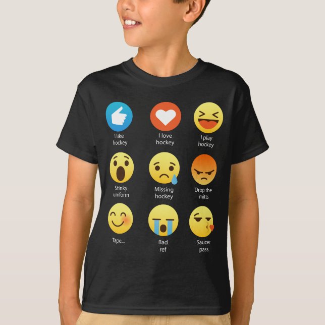 Jag älskar social för hockeyemoticonen (emoji) tröja (Framsida)