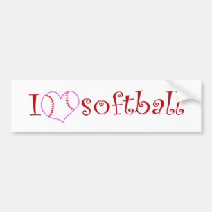 Jag älskar softball bildekal