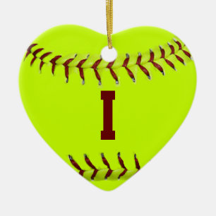 Jag älskar softballprydnaden julgransprydnad keramik