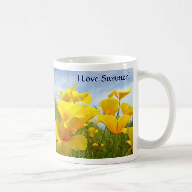 Jag älskar sommar! Kaffe kopp vallmo blommor äng (Höger)