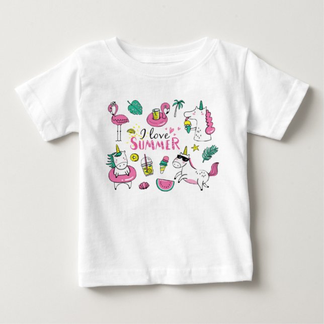 Jag älskar sommar söt t shirt (Framsida)