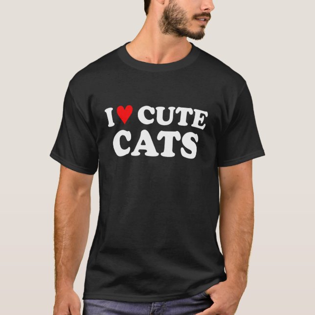 Jag älskar söta kattdesign t shirt (Framsida)