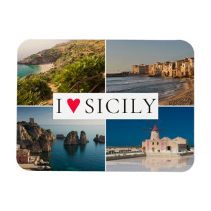 Jag älskar souvenir för Sicily fotocollage Magnet