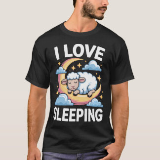 Jag älskar sovande får måne t shirt