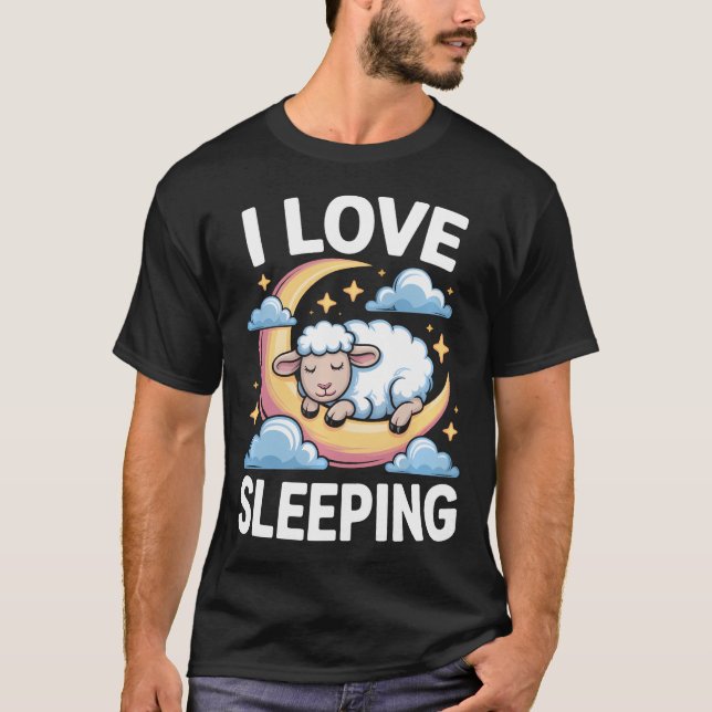 Jag älskar sovande får måne t shirt (Framsida)