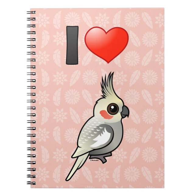 Jag älskar Spangled Cockatiels Anteckningsbok Med Spiral (Framsidan)