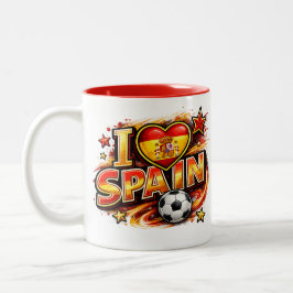 Jag älskar Spanien Fotboll Fankopp | Patriotisk Sp Två-Tonad Mugg